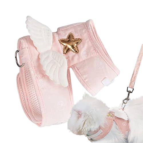 Rurunklee Katzengeschirr, verstellbare Katzenweste mit Engelsflügel, Trainingshalsband für Katzen, Hunde, Kaninchen und andere Kleintiere von Rurunklee
