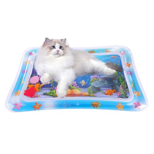 Rurunklee Sensor Wasser Spiele für Katzen und Hunde Aufblasbares Sensor Water Playmat Haustier Wasser Sensorisches Spielzeug Sommer Wasserspiele für Kinder, 69 x 50 x 8 cm von Rurunklee