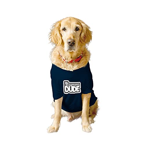 Ruse - Basic Crew Neck The Birthday Dude Printed Half Sleeves/Apparel/Clothes/T-Shirt Gift for Dogs.Colour-Navy/Small (Apso, Shih Tzu etc.) von Ruse