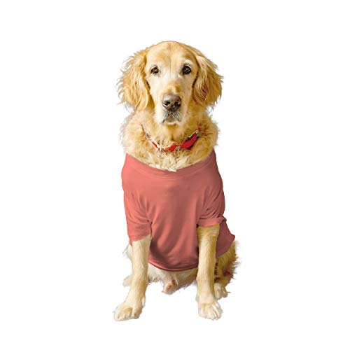 Ruse - Basic Sommer-Hunde-T-Shirt, solide Haustiere, Rundhalsausschnitt, halbe Ärmel, Shirt/Bekleidung/Kleidung/Tees, Geschenk für Hunde (Lachs)/Größe L (voll gewachsene Desi/Stroh, Dobermann usw.) von Ruse