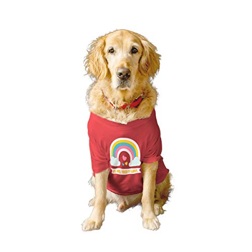 Ruse Basic Sommer-Hunde-T-Shirt mit Aufschrift "All WE NEED IS LOVE", bedruckt, Rundhalsausschnitt, halbe Ärmel, Geschenk für Hunde (Mohnrot)/Größe M (Mollige Mops, Beagle usw.) von Ruse