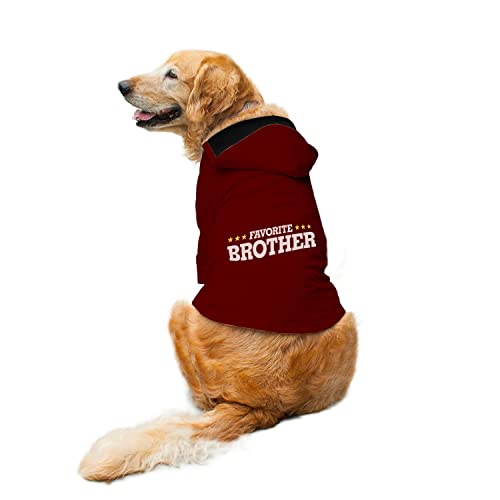 Ruse - Favourite Brother bedruckte volle Ärmel Hund Herbst Winter Hoodie Jacke/Bekleidung/Kleidung/Jacken Geschenk für Hunde. Kastanienbraun/M (Mollige Mops, Beagle usw.) von Ruse