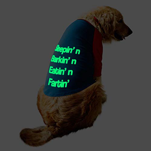 Ruse - Pet Clothes Sleepin Barkin Eatin Fartin Glow in the Dark Printed Full Sleevess Round Neck Raglan Dog Streetwear T-Shirt/Tees Apparel for Dogs./Small (Apso, Shih Tzu etc.) - Königsblau/Rot von Ruse