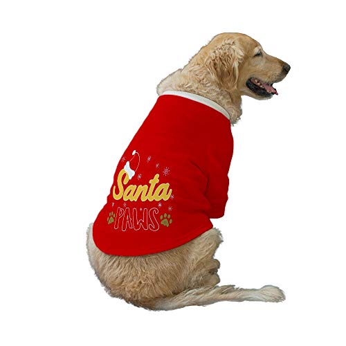Ruse Pet Santa Paws Bedruckte Rundhals Vollärmel Technische Hundejacke für Hundekleidung Winterkleidung Chihuahuas, Papillons (2X-Small) (Weihnachtsrot) von Ruse