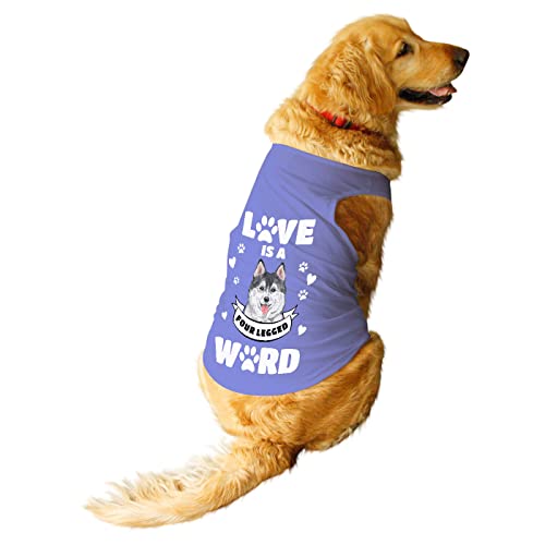 Ruse - Pets Love Dogs bedruckte Rundhalsausschnitt, ärmellos, Sommer-Hundeweste/Tank-T-Shirt/T-Shirt/Bekleidung/Kleidung, Geschenk für kleine und große Hunde (Lavendel) XL von Ruse