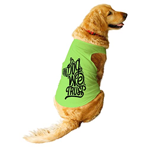 Ruse - Pets in Dog We Trust Bedruckte Rundhalsausschnitt, ärmellos, Sommerweste/Tank-T-Shirt/T-Shirt/Bekleidung/Kleidung, Geschenk für kleine und große Hunde (Limettengrün), XXL von Ruse
