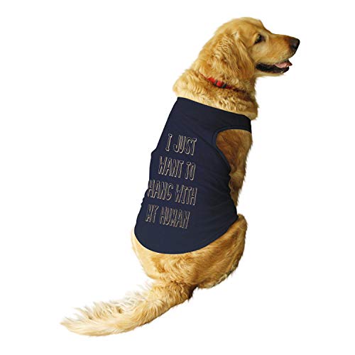 Ruse - Sommer Hund T-Shirt I Just Want Foil Edition Printed Pets Round Neck Sleeveless Vest Tank/Tees/Apparel/Clothes for Dogs / (Navy/Golden)/Large (Full Grown Desi/Stray, Dobermann etc.) von Ruse