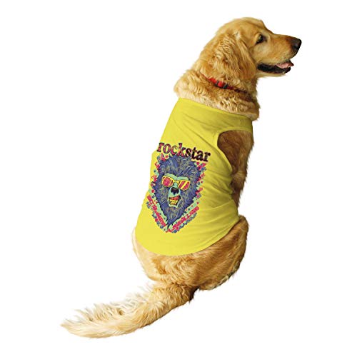 Ruse - Sommer-Hunde-T-Shirt, Rockstar-Lende, bedruckt, Rundhalsausschnitt, ärmellos, Tank/Tees/Bekleidung/Kleidung für Hunde, gelb/mittel (Mollige Mops, Beagle usw.) von Ruse
