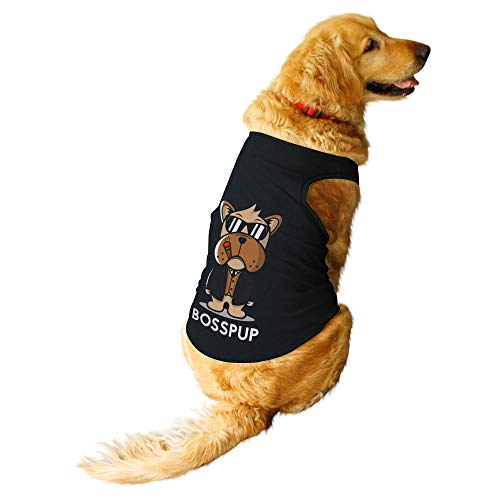 Ruse - Sommer-Hunde-T-Shirt, bedruckt, Rundhalsausschnitt, ärmellos, Tank/Tees/Bekleidung/Kleidung für Hunde, schwarz/XXL (voll ausgewachsener Bernhardiner, Deutsche Dogge usw.) von Ruse