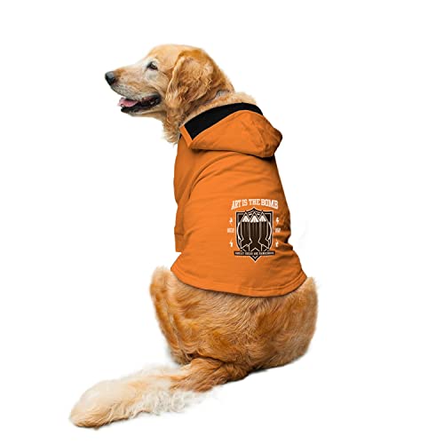 Ruse. Art is The Bomb Bedruckte volle Ärmel Hund Herbst Winter Hoodie Jacke/Bekleidung/Kleidung/Jacken Geschenk für Hunde. Orange/XXL (voll ausgewachsener Bernhardiner, Deutsche Dogge usw.) von Ruse