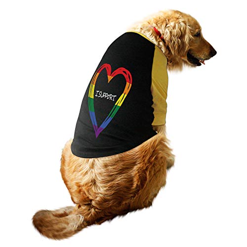 Ruse. Pet Clothes LGBTQ Hunde-T-Shirt, bedruckt, volle Ärmel, Rundhalsausschnitt, Raglan-T-Shirt, Streetwear, Größe M, Mollige Mops, Beagle etc., Schwarz/Zitronengelb von Ruse