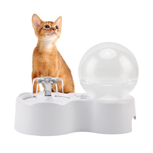 Ruspela Katzen Wasserbrunnen 2.5L Haustier Wasserspender mit 2 Fließmustern, Staubdicht, Sichtbarer Wasserstand, Ideal für Katzen und Hunde von Ruspela