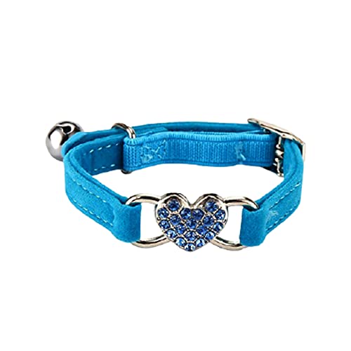 Katzenhalsband, Schnellentriegelung, Katzenhalsband mit Glöckchen, verstellbares Kätzchenhalsband, Haustier-Halskette, Haustier-Zubehör, 28 cm x 1 cm, Blau von Rutaqian
