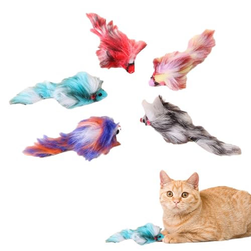 Plüschmäuse Katzenspielzeug – realistisches Design, hohe Farbsättigung, bissfest, interaktives Jagdspielzeug, 3 Stück von Rutaqian