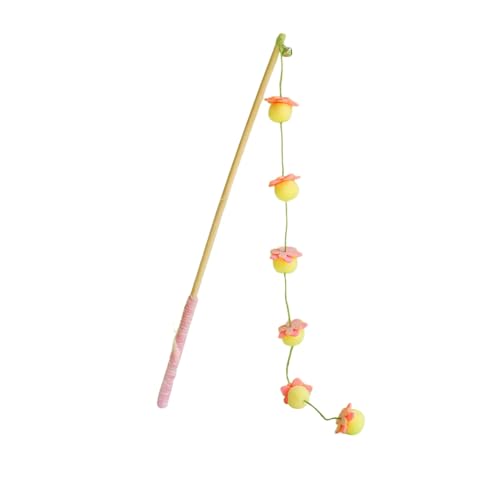 Rutaqian Interaktives Katzenspielzeug für Indoor-Katzen und Kätzchen, verspielter Spaß mit Holzstäbchen, Sisalseil, Polyester, 42 cm, Gelb von Rutaqian