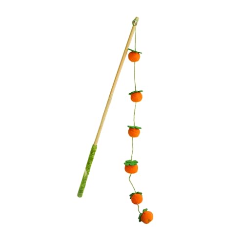 Rutaqian Interaktives Katzenspielzeug für Indoor-Katzen und Kätzchen, verspielter Spaß mit Holzstäbchen, Sisalseil, Polyester, 42 cm, Orange von Rutaqian