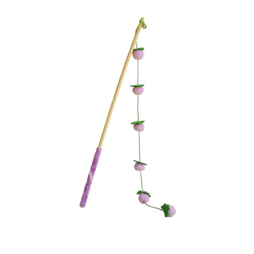 Rutaqian Interaktives Katzenspielzeug für Indoor-Katzen und Kätzchen, verspielter Spaß mit Holzstäbchen, Sisalseil, Polyester, 42 cm, Violett von Rutaqian