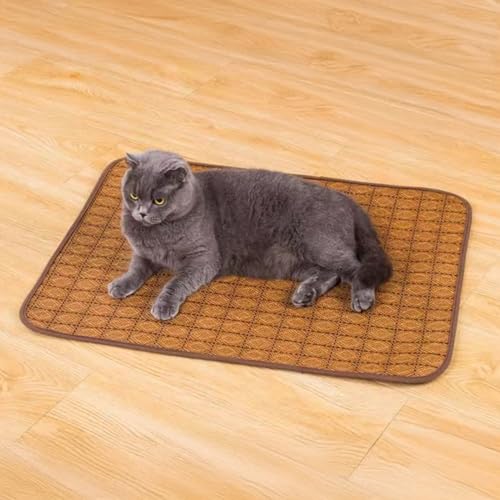 Rutaqian Kühlmatte aus Bambusfaser, japanischer Stil, Kühlmatte für Hunde, Katzen und andere Haustiere, Haustier-Kühlmatte, einfache Reinigung, Größe S von Rutaqian