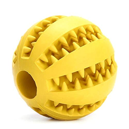 Ruthlessliu Pet Dog Chew Ball Interaktives Elastizitätsspielzeug, Bissbeständige Futterzufuhr Gummiball für kleine große Hunde Yellow S. von Ruthlessliu