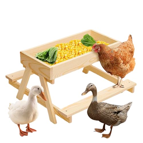 Ruwshuuk Hühner Picknicktisch,Hühnerfuttertisch Mit Netzablage | Hält Futter Frisch & Trocken Für Geflügel, Enten, Puten Und Nutztiere Im Garten, Gehege von Ruwshuuk