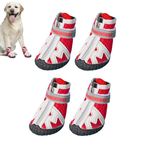 Ruwshuuk Hundestiefel, rutschfeste Hundeschuhe, Hundestiefel mit reflektierendem | Hundestiefel in 5 Größen mit robuster Gummisohle, atmungsaktive Hundestiefel, rutschfest für den Sommer, heiße von Ruwshuuk