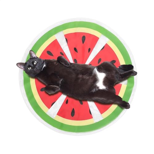 Ruwshuuk Kühlmatte für Katzen | Komfortables Wassersensorik-Pad | rundes Obstmuster Wasserkühlmatte Kissen Schlafbetten zur Haustierentlastung Ruwshuuk Kühlmatte für Katzen | Komfortables Wassersensorik-Pad | rundes Obstmuster Wasserkühlmatte Kissen Schlafbetten zur Haustierentlastung von Ruwshuuk