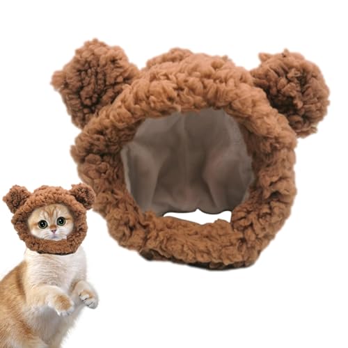 Ruwshuuk Niedliche Haustiermütze - Hundekostüm Warme Mütze | Atmungsaktives und verstellbares Katzenkostüm, warme Bärenmütze für Welpen, kleine mittelgroße Hunde und Katzen von Ruwshuuk