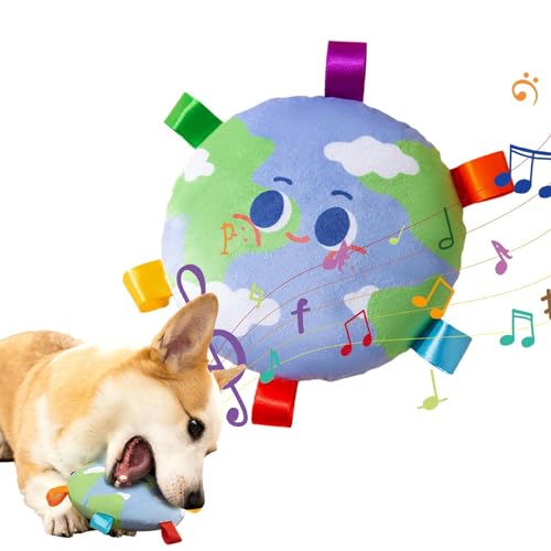 Ruwshuuk Quietschspielzeug für Hunde, Quietschspielzeug für Haustiere,Hunde-Plüsch-Kauspielzeug mit Geräusch - Plüsch-Kauspielzeug in Erdform, Plüsch-Hundespielzeug für Katzen, kleine, mittelgroße von Ruwshuuk