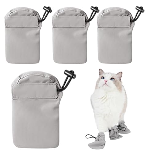 4 Stück Kratzfeste Katzenstiefel, Katzenkrallenabdeckungen, verstellbare Kratzfeste Fäustlinge, Nagelschutzhandschuhe, Haustierpfotenschutz für Katzenpflege, Baden, Rasieren 4 Stück Kratzfeste Katzenstiefel, Katzenkrallenabdeckungen, verstellbare Kratzfeste Fäustlinge, Nagelschutzhandschuhe, Haustierpfotenschutz für Katzenpflege, Baden, Rasieren von Ruyeiig