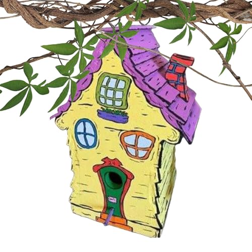Ruyeiig Holz Vogelhaus, Zierliche Vogelhäuser, Wetterfestes Handgefertigtes Blockhaus Mit Aufstellstange Für Wohnraum Deko Und Gartenzaun von Ruyeiig