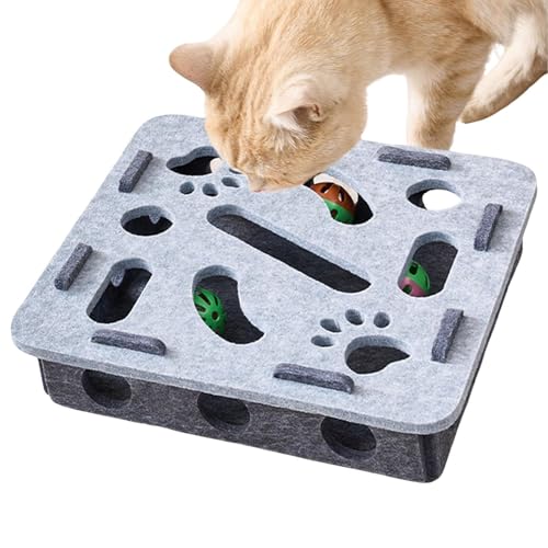 Ruyeiig Katzenpuzzle | Interaktives Katzenspielzeug,Futterbox Denkspiel Mit Bahnkugeln Zur Beschäftigung Gegen Langeweile Mit Bewegung Und Geistiger Anregung Ruyeiig Katzenpuzzle | Interaktives Katzenspielzeug,Futterbox Denkspiel Mit Bahnkugeln Zur Beschäftigung Gegen Langeweile Mit Bewegung Und Geistiger Anregung von Ruyeiig