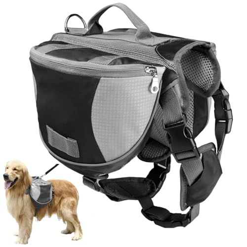 Dog Backpack Harness Breathable Portable Backpack for Dogs with Handle & Dual Pockets Adjustable Weighted Vest for Hiking, Camping, Travel, 7.5-18 kg von Rwigeboo