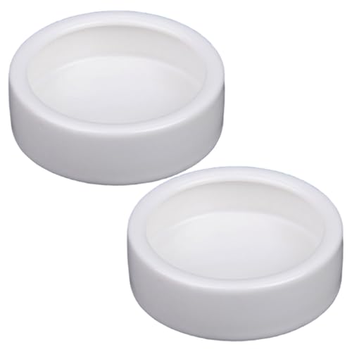Rwigeboo 2pcs Reptilienfuttergericht 2.8x0.8 Runde Anti-Eskapseln Keramik Reptilien Fütterungsschale Waschbar wiederverwendbares Gecko-Tank-Accessoires von Rwigeboo