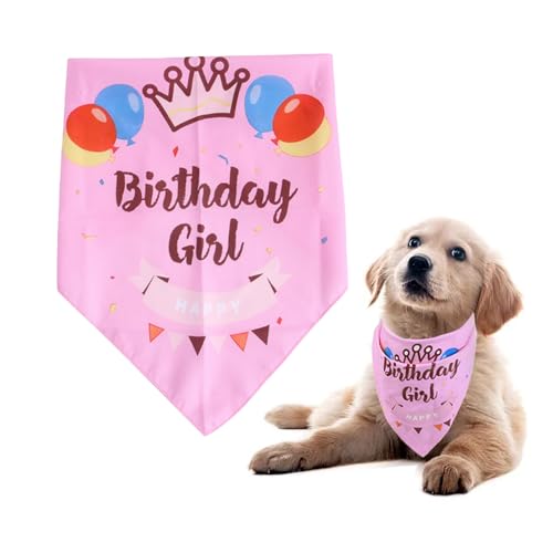 Hunde-Geburtstags-Halstuch, Hunde-Geburtstags-Halstuch, Halstuch, für kleine, mittelgroße und große Hunde, Bandana für Hunde, Welpen, Geburtstagsparty, Mädchen-Hund, Happy Birthday Bandana, Rosa von Rwoythk