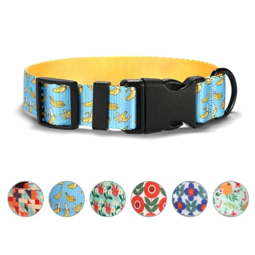Rychif Hundehalsband, Bananenmuster, niedliches Hundehalsband, verstellbar, weiches Nylon, Sommer, Haustierhalsband für kleine Welpen, Jungen, Mädchen, Hunde (XS, Banane) von Rychif
