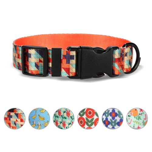 Rychif Hundehalsband, Hundehalsband mit Bohemian-geometrischem Muster, verstellbar, weich, niedlich, für kleine Welpen, Jungen, Mädchen, Hunde (XS, buntes Dreieck) von Rychif