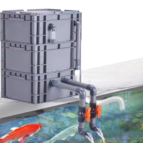 Aquarium Filter, 3 Etagen Außenfilter Tank für Fische & Wassertiere Pool Teich, Pumpe und Filtermaterial sind Nicht enthalten, Einfache Reinigung und Montage (Farbe : Blau, Größe : 30x20x35cm) von Rygcrud