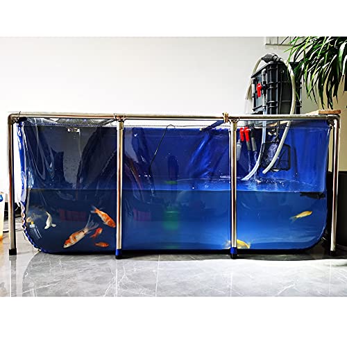 Aquarium Pool Teich Mit Klarer Sichtfensterscheibe, Koi/Goldfisch Aufzucht Schau-Aquarium, PVC-Leinwand Mit Stahlrahmen, Großer Raum (Farbe : Blau, Größe : 100x60x35cm) von Rygcrud