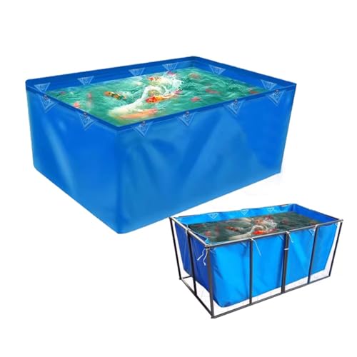 Flexibel Faltbare Fischteichfolien Mit Ösen (Zugringe) - Nicht Mit Rahmen, PVC-Leinwand Temporärer Haltetank Pool Für Salzwasserfische & Koi-Teich (Farbe : 550gsm, Größe : 12.8x2.95x2.95ft) von Rygcrud