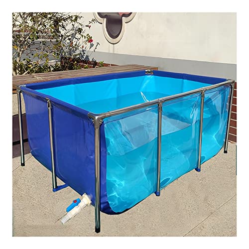 Freistehendes Aquarium für den Innenbereich für Koi/Goldfische, Hinterhof-Poolteich mit klarer Platte, PVC-Canvas-Liner mit Stahlrahmen (Farbe : Blau, Größe : 100x60x35cm) von Rygcrud