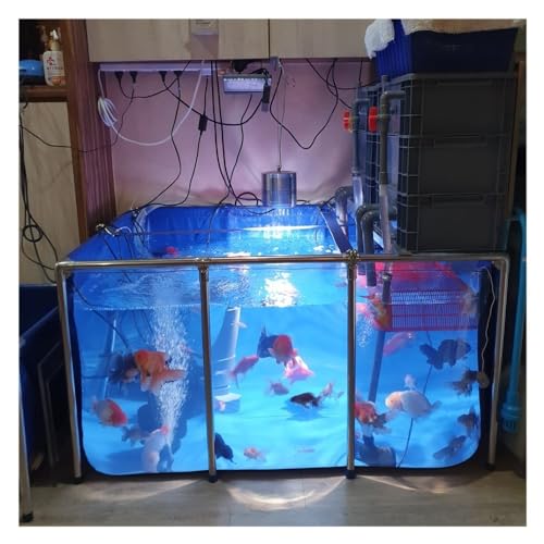 Koi/Goldfisch Aquariumfilter, Groß 3 Ebenen Extern Filterbox Für Aquarien Und Teiche, Leicht Zusammenzubauen, Keine Pumpe Und Filtermedien Im Lieferumfang Enthalten (Farbe : Blau, Größe : 60x40x68cm von Rygcrud