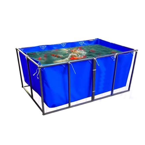 PVC-Leinwand Fischteich (ohne Rahmen), Flexible Teichfolien - 450GSM Plastikbeutel Pool Mit Zugringen Zur Befestigung, Temporärer Haltetank Für Salzwasserfische, Koi-Schildkröten (Farbe : Blau, Größ von Rygcrud