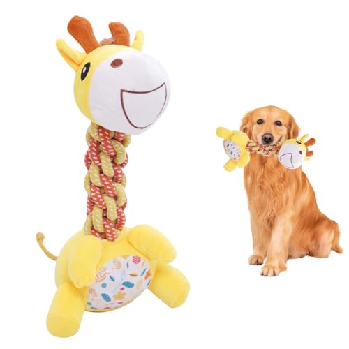 Rylae Hundespielzeug,Süßes Quietschendes Hundespielzeug,Unzerstörbar Tauziehen Plüsch Quietschendes,Gefüllte Hundekauspielzeug für Kleine,Mittlere,Große Hunde (Giraffen) von Rylae