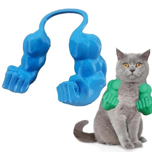 RynoPulse Katzen-Muskelarme, 3D-gedruckte Harz-Figur mit muskulösen Armen, Interaktives Katzenspielzeug für Halloween- & Geburtstagspartys von Kätzchen (Blue) von RynoPulse