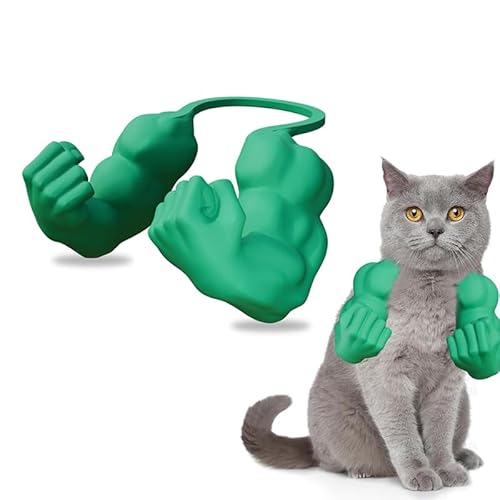 RynoPulse Katzen-Muskelarme, 3D-gedruckte Harz-Figur mit muskulösen Armen, Interaktives Katzenspielzeug für Halloween- & Geburtstagspartys von Kätzchen (Green) von RynoPulse