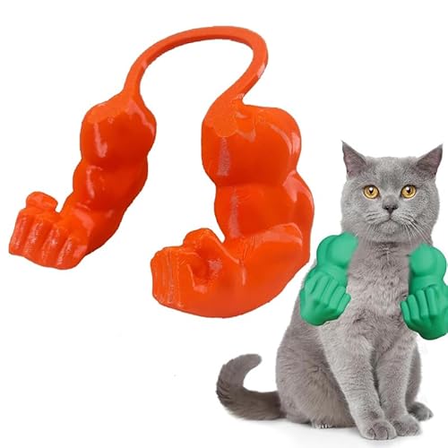 RynoPulse Katzen-Muskelarme, 3D-gedruckte Harz-Figur mit muskulösen Armen, Interaktives Katzenspielzeug für Halloween- & Geburtstagspartys von Kätzchen (Orange) von RynoPulse