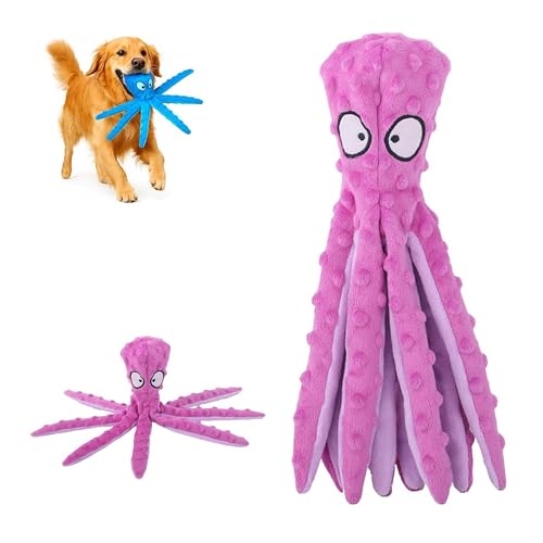RynoPulse Octopus Hundespielzeug, Eco-Friend Octopus Plüsch, Keine Füllung Hundespielzeug, für aggressive Kauer Kleine Rassen, Zahnreinigung & Langlebig für Welpen & Erwachsene (Lila) von RynoPulse
