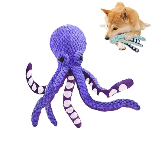 RynoPulse Premium Pet Plush Octopus 2025 New Octopus Hundespielzeug Quietschendes Hundespielzeug für kleine, mittelgroße und große Welpen Indoor Outdoor Play (Lila) von RynoPulse