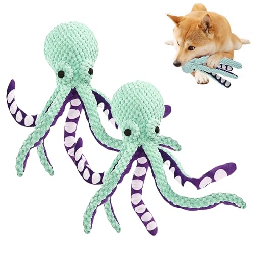 RynoPulse Premium Pet Plush Octopus Hundespielzeug, 2025 New Octopus Hundespielzeug, quietschendes Hundespielzeug, für kleine, mittelgroße und große Welpen, Indoor Outdoor Play (2 Grün) von RynoPulse