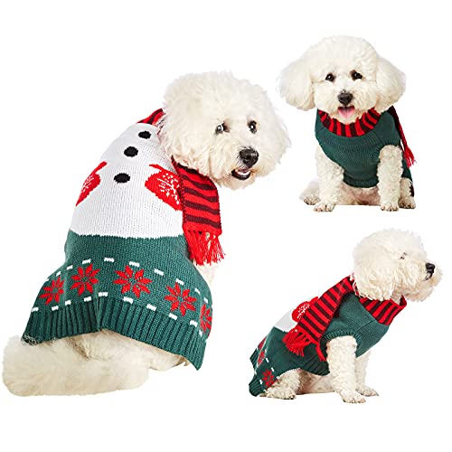 Ryoizen Hundepullover Hund Weihnachtspullover Weihnachtskostüm-Hund warme Pullover Schneemann Druck Hunde-Outfit Strickpullover für Hunde Welpen(Weiß Schneemann,XL) von Ryoizen